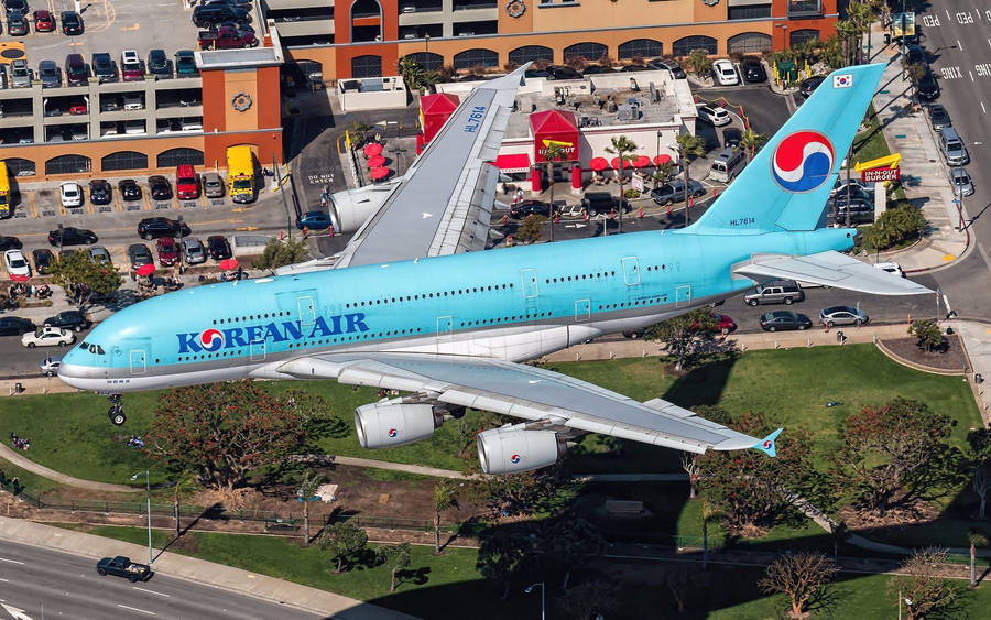 Korean Air A380 Flying Over California Wallpaper