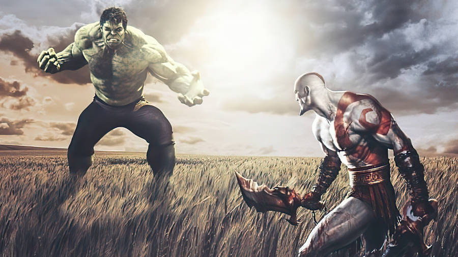 Kratos Vs. Hulk Wallpaper