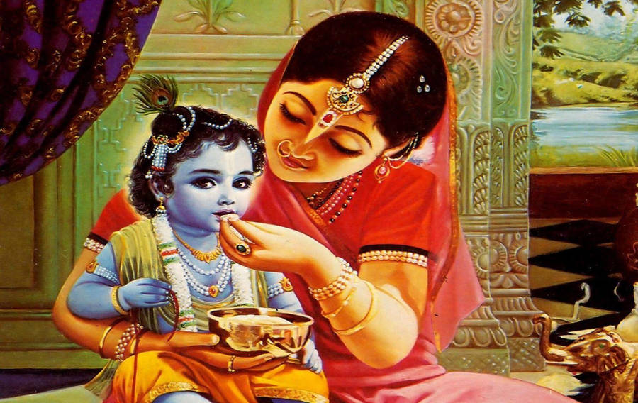 Krishna And Mother Devaki Wallpaper