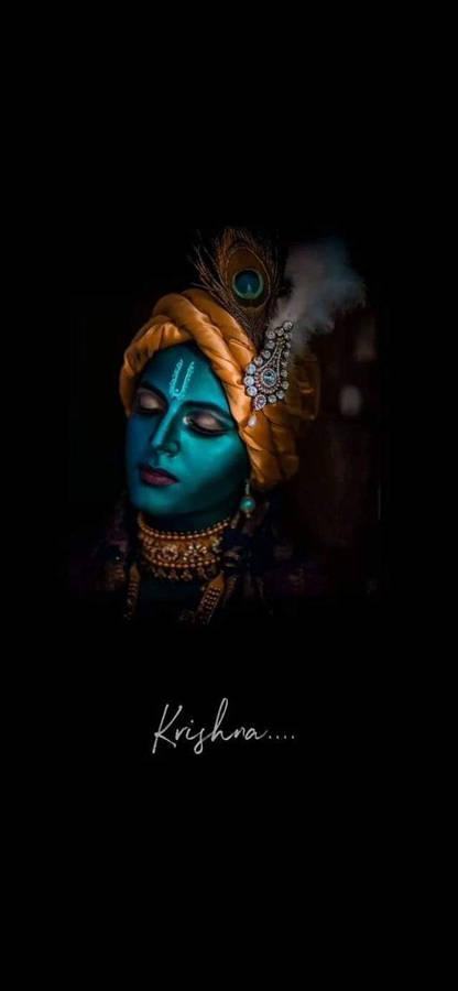 Krishna Bhagwan Blue Face Wallpaper