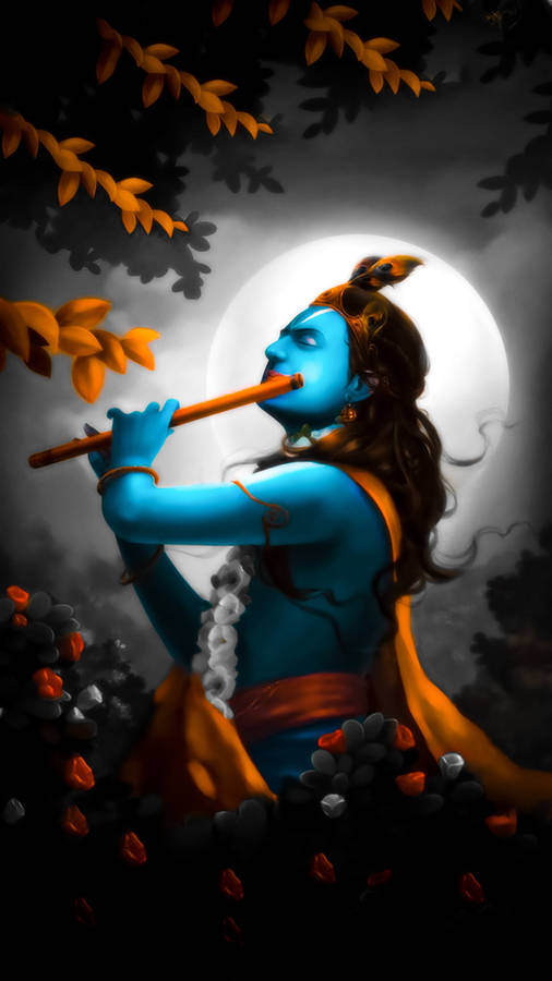 Krishna Hd Black Sky Wallpaper