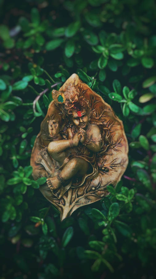 Krishna Hd Leaf Art Wallpaper