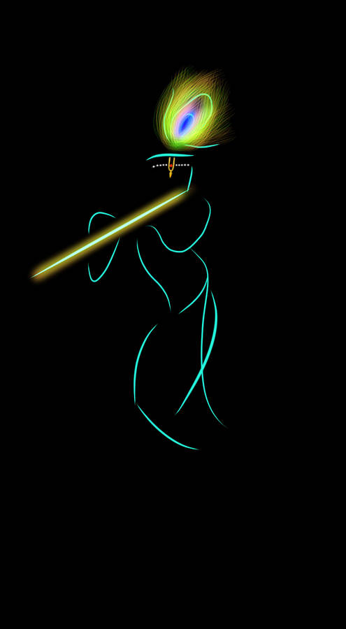 Krishna Iphone Neon Line Art Wallpaper