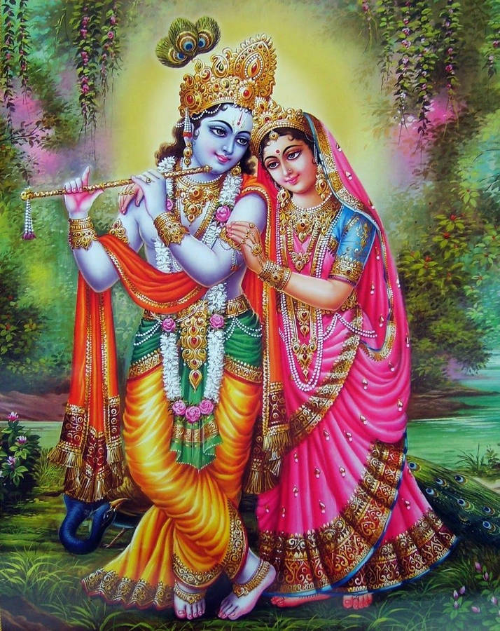 Krishna Radha Colorful Art Wallpaper