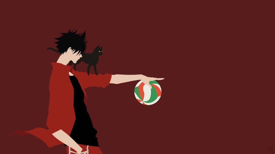 Kuroo With Black Cat Haikyuu Aesthetic Wallpaper