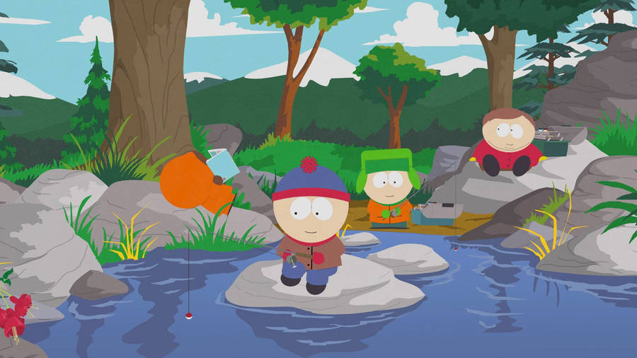 Kyle Broflovski Eric Cartman Stan And Kenny Wallpaper