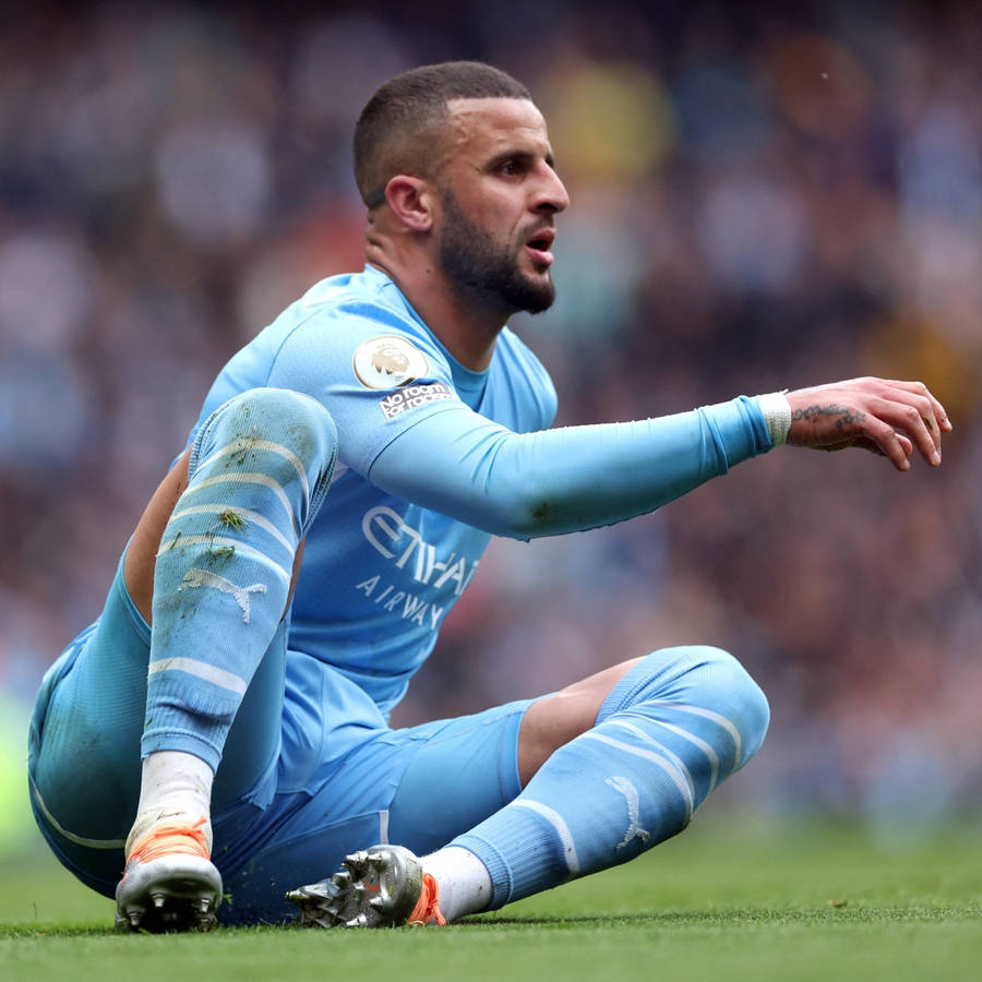 Kyle Walker Getting Up From Ground Wallpaper