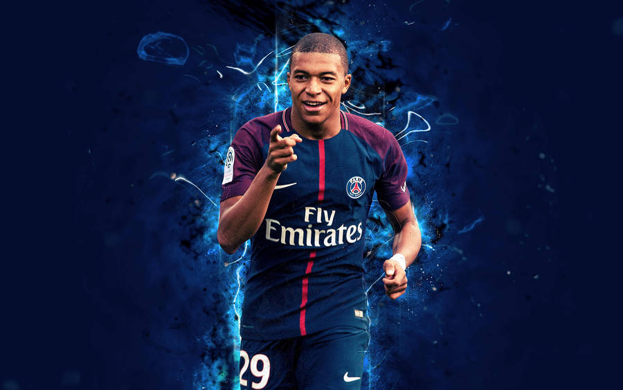 Kylian Mbappe 4k Blue Aesthetic Wallpaper