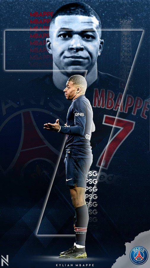 Kylian Mbappe 4k Number 7 Graphic Art Wallpaper