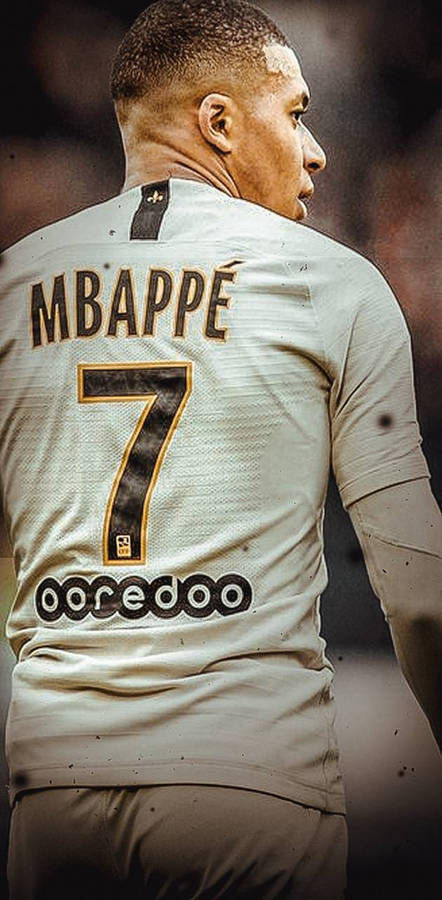 Kylian Mbappe 4k White Jersey Number 7 Wallpaper