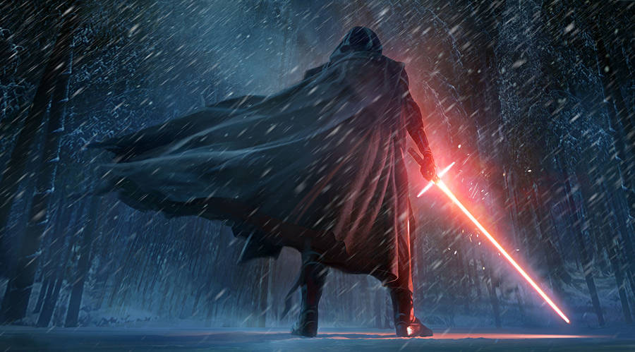 Kylo Ren Fiery Lightsaber Cover Wallpaper