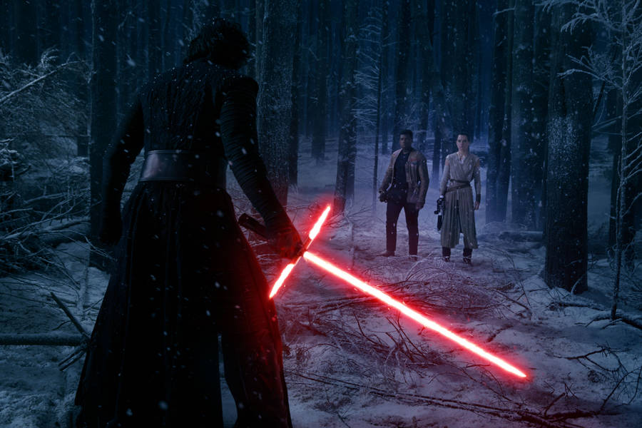 Kylo Ren Versus Finn And Rey Wallpaper