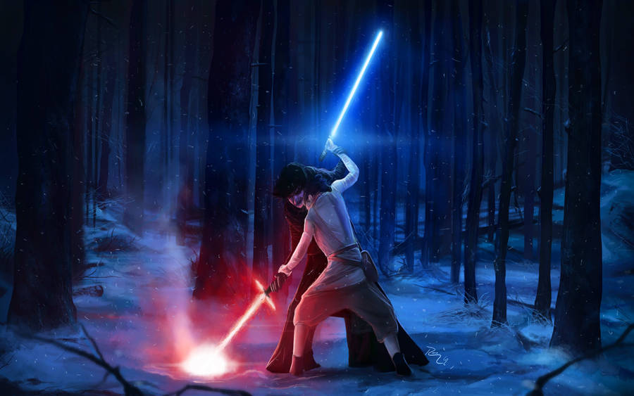 Kylo Ren Versus Rey Animated Wallpaper