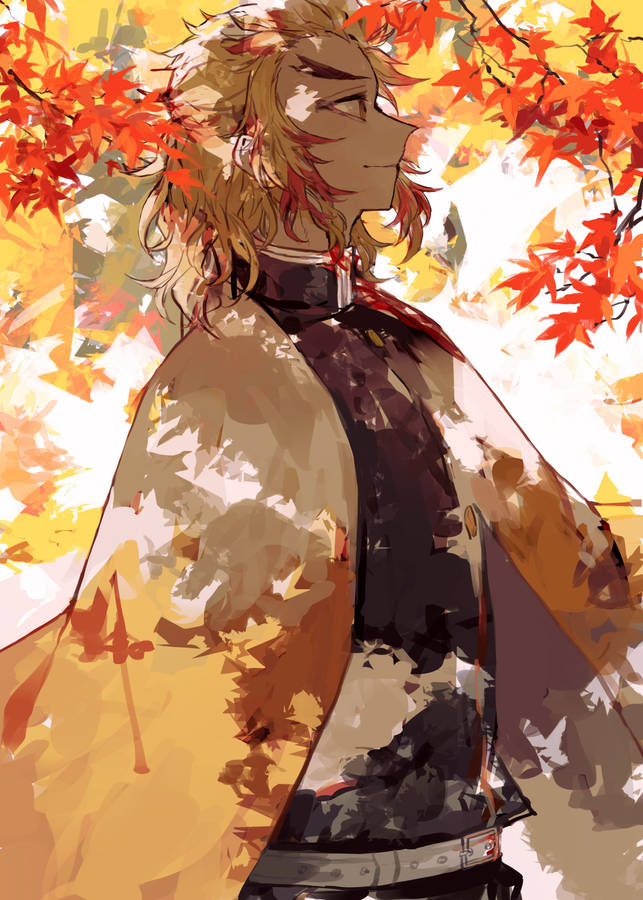 Kyojuro Rengoku In Fall Season Wallpaper