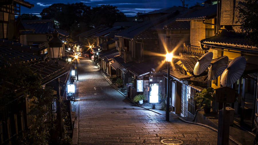 Kyoto Night Street Wallpaper