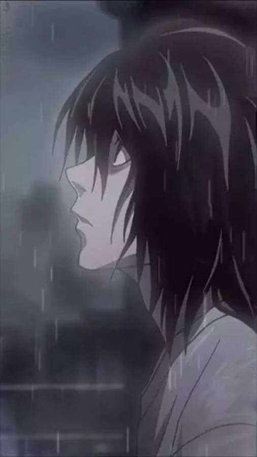 L Watching The Rain Death Note Phone Wallpaper