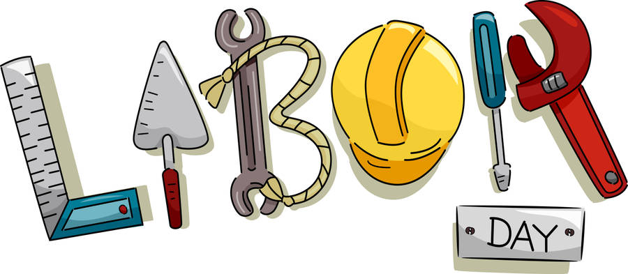 Labor Day Cartoon Construction Tools Wallpaper