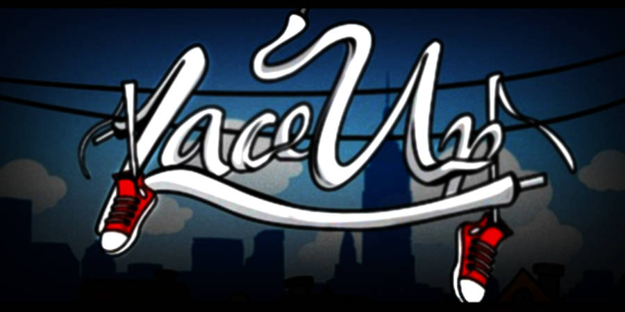 Lace Up Logo With Red Sneakers Wallpaper