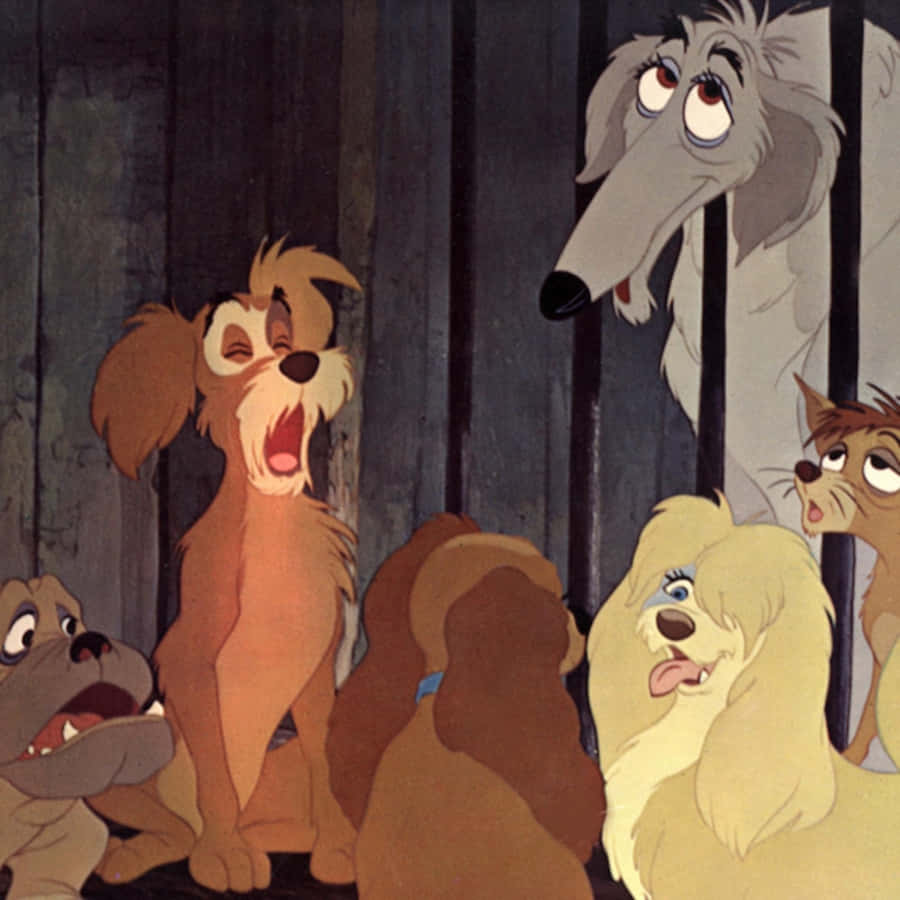 Lady And The Tramp's Iconic Spaghetti Kiss Wallpaper