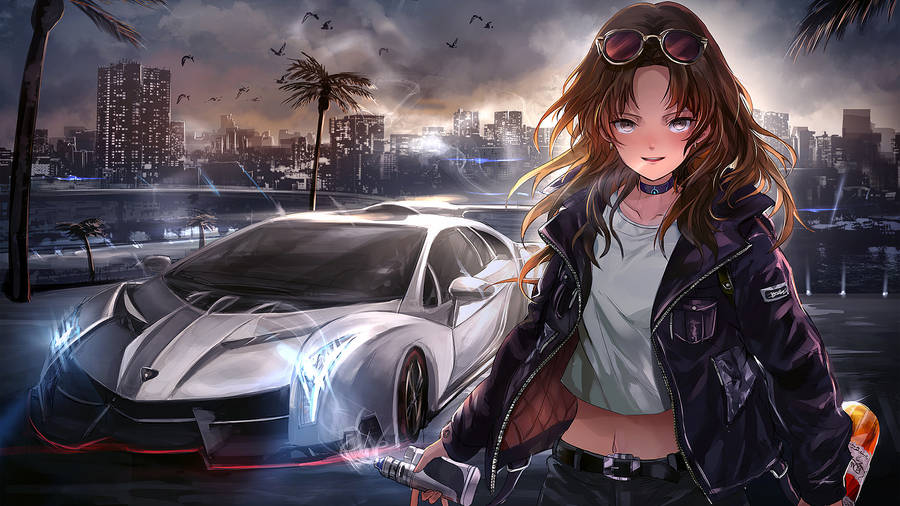 Lady Anime Urban Art Wallpaper