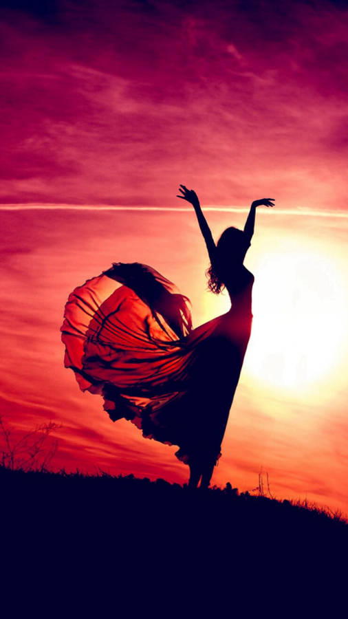 Lady's Sunset Dance Wallpaper