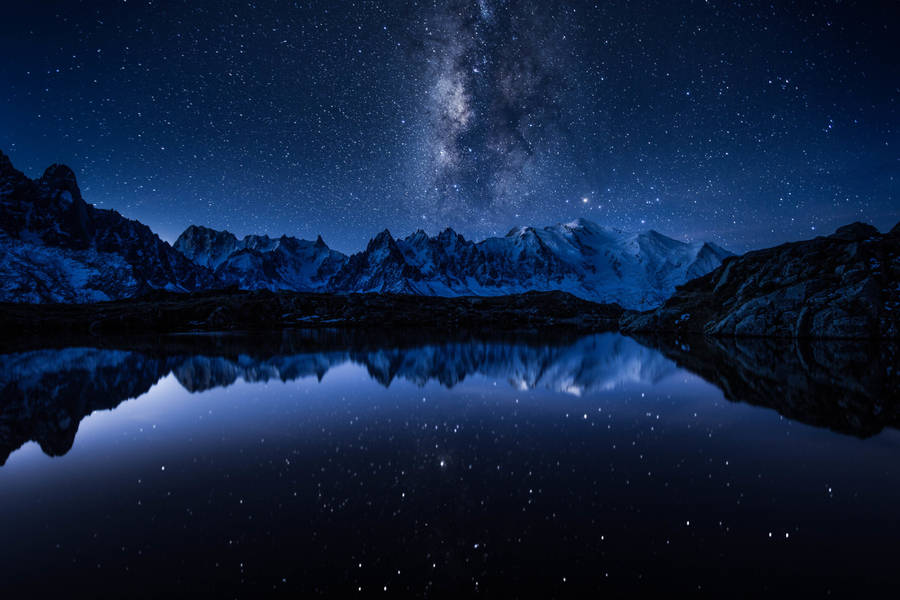 Lake Reflecting Night Sky Wallpaper