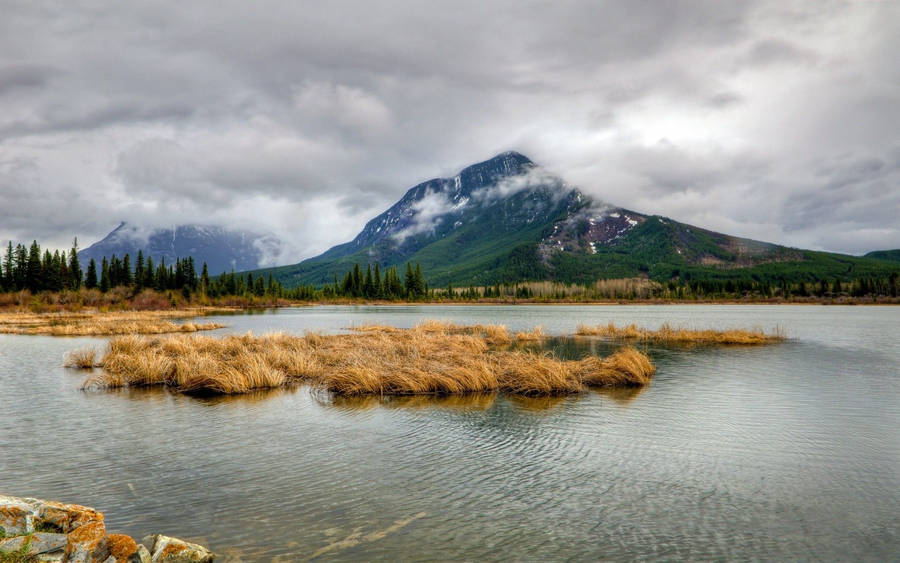 Lake View On A Gloomy Day Wallpaper