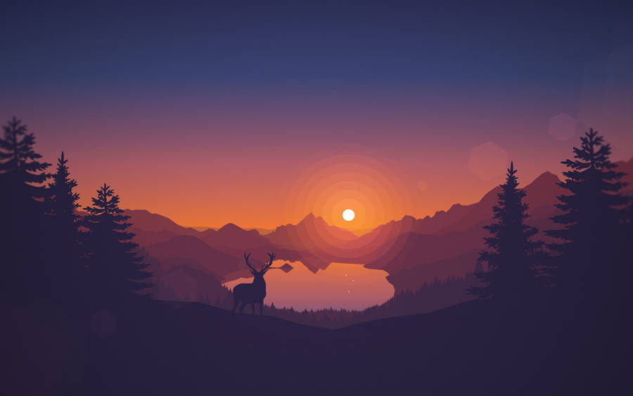 Lake View Vector Art Wallpaper