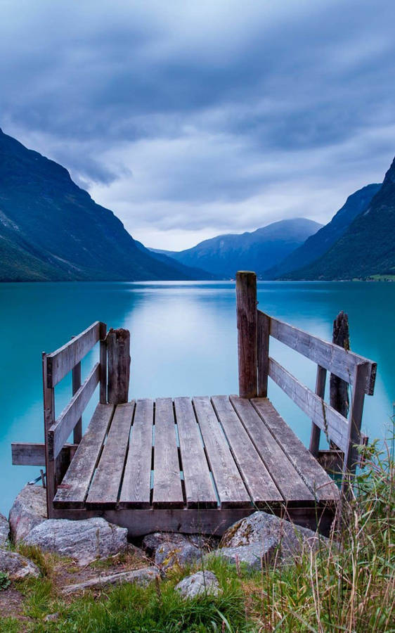 Lake View With Worn-out Dock Wallpaper