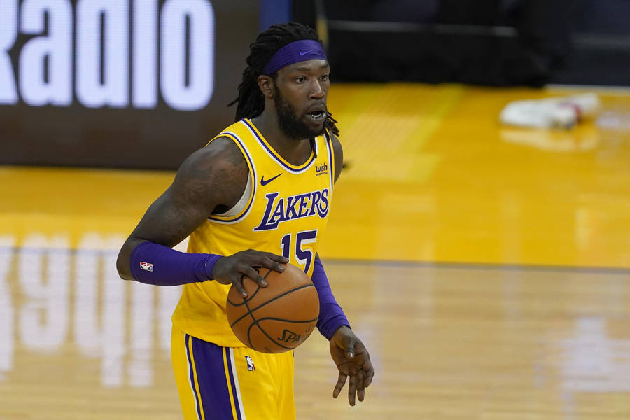 Lakers Montrezl Harrell Dribbles On Court Wallpaper