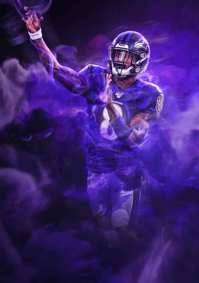 Lamar Jackson In Smoke Baltimore Wallpaper