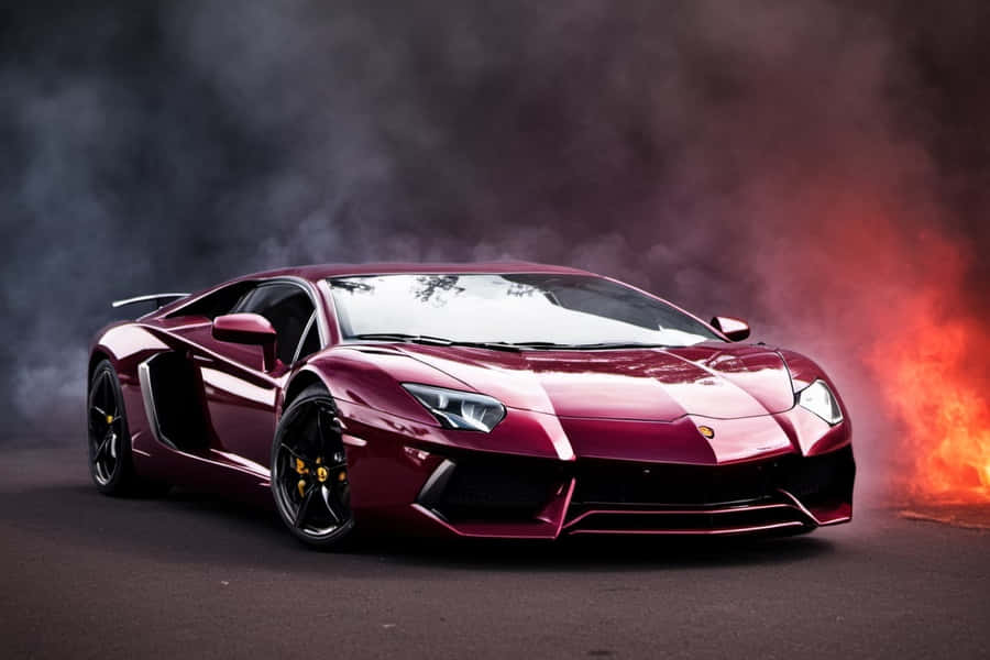 Lamborghini Aventador With Fire Background Wallpaper