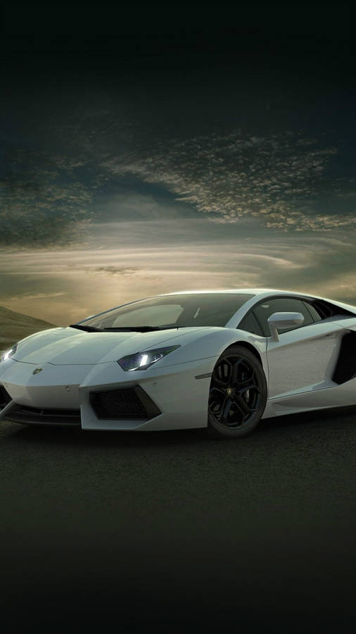 Lamborghini Iphone White Under Cloudy Sky Wallpaper