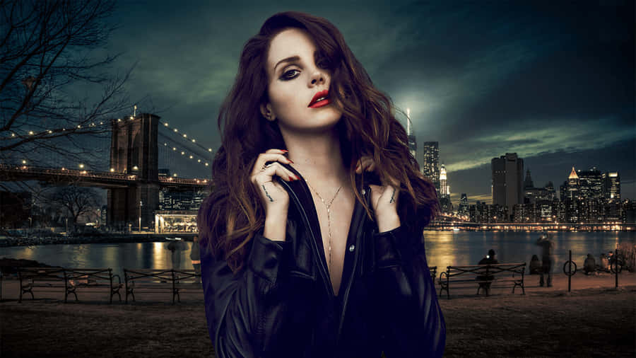 Lana Del Rey Brooklyn Bridge Nighttime Wallpaper