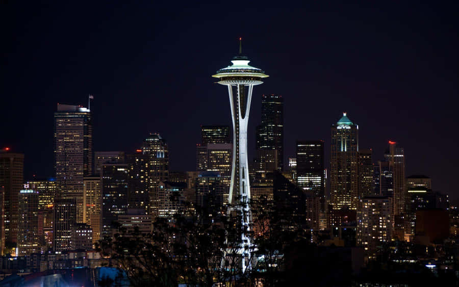 Landmarks Of Seattle At Night Wallpaper
