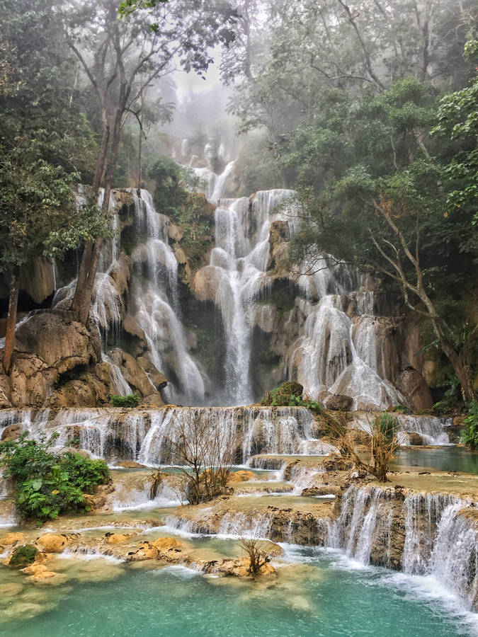 Laos Magical Kuang Si Falls Wallpaper