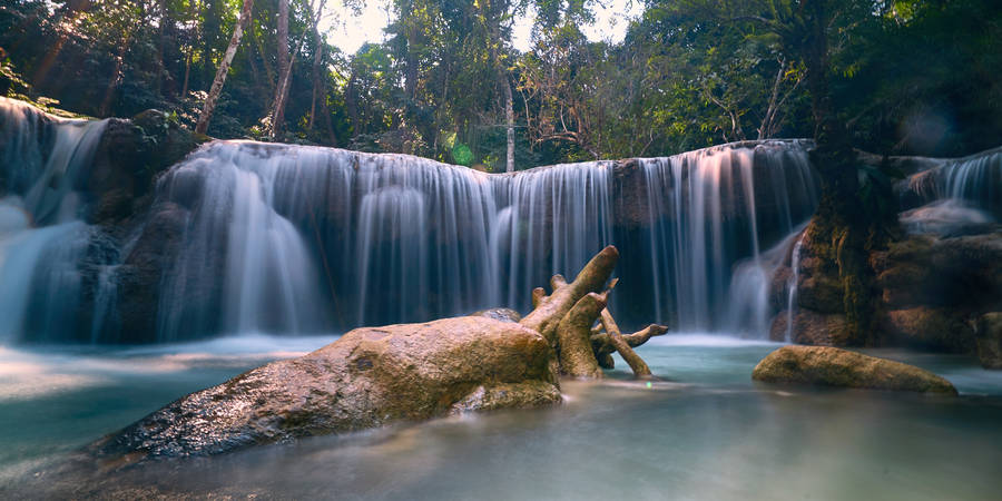 Laos Stunning Kuang Si Waterfalls Wallpaper