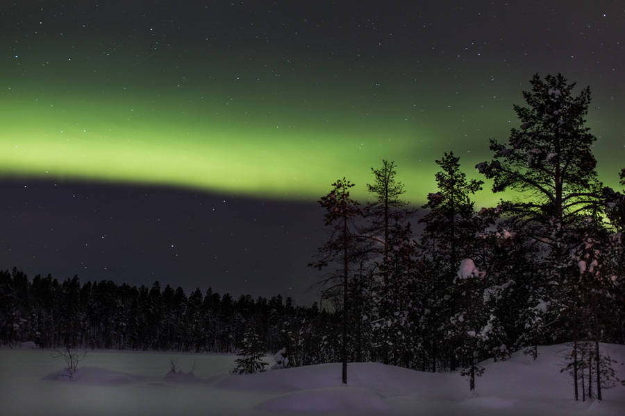 Lapland Finland Green Aurora Borealis Wallpaper