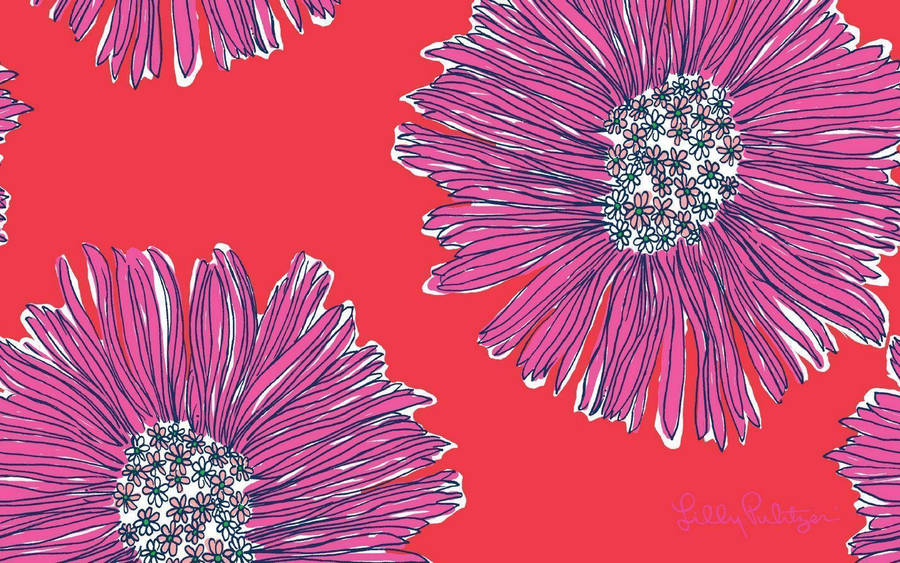 Large Pink Flowers Lilly Pulitzer Desktop Wallpaper