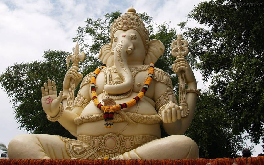 Large White Ganesh Full Hd Wallpaper