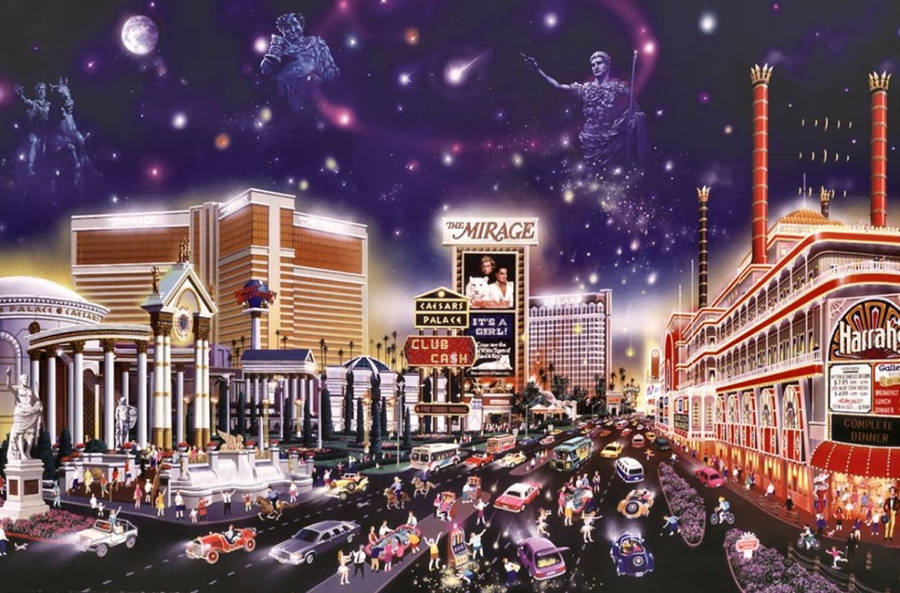 Las Vegas Strip Night Party Artwork Wallpaper