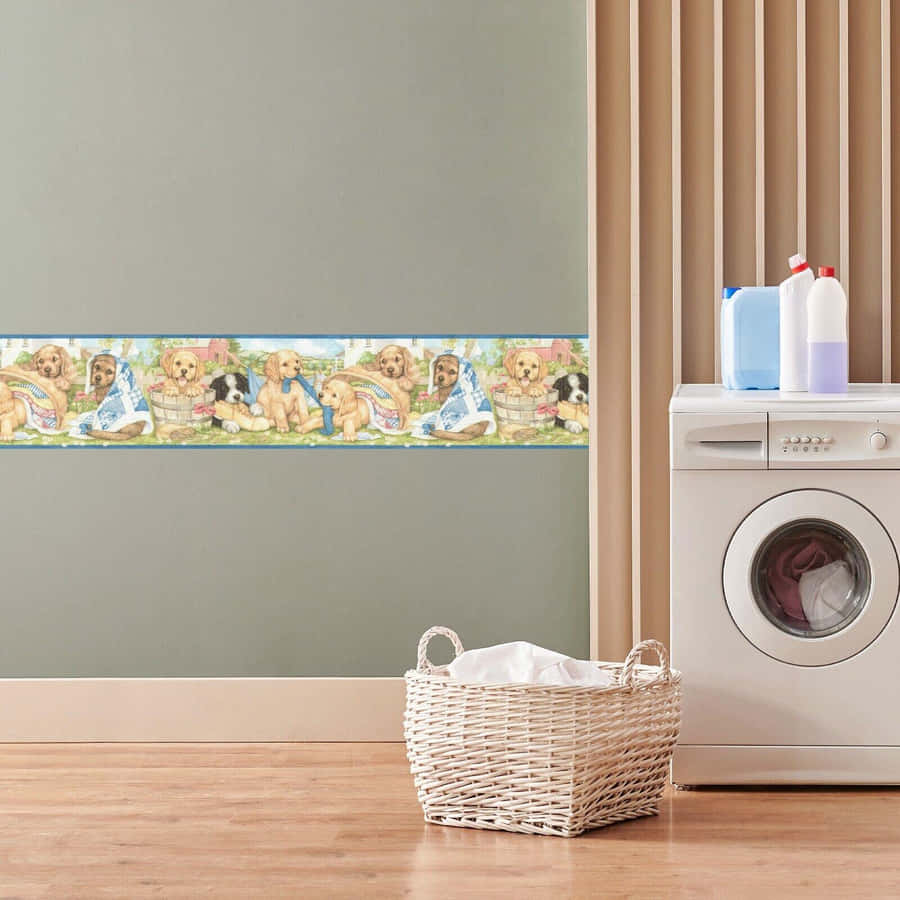 Laundry Room Setupwith Washing Machine Wallpaper