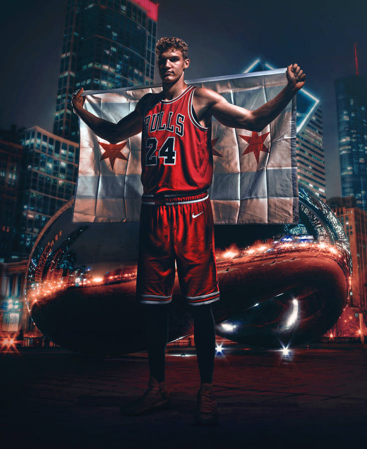 Lauri Markkanen Chicago Flag Wallpaper