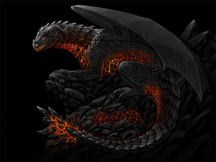 Lava Dragon Rock Skin Wallpaper