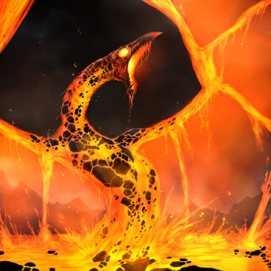 Lava Dragon Surfacing From Lava Wallpaper