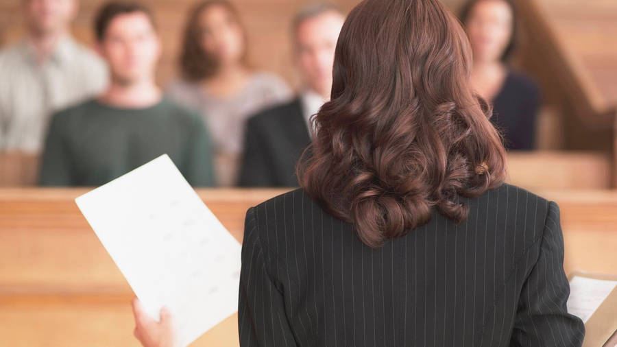 Lawyer Presenting Her Defense Wallpaper