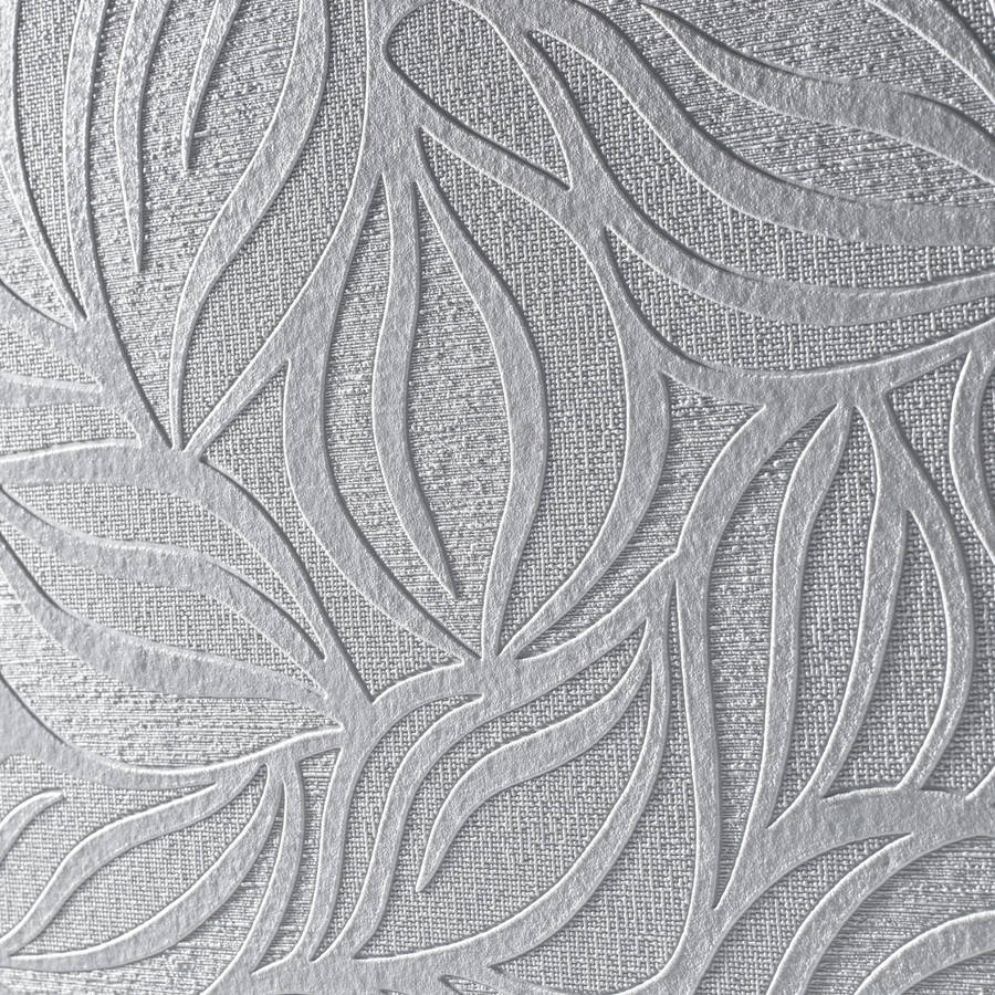Leaf Textured Grey Wall Wallpaper