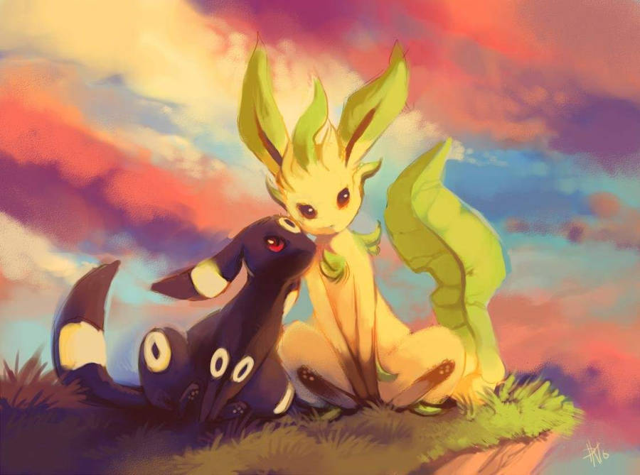 Leafeon And Umbreon Wallpaper