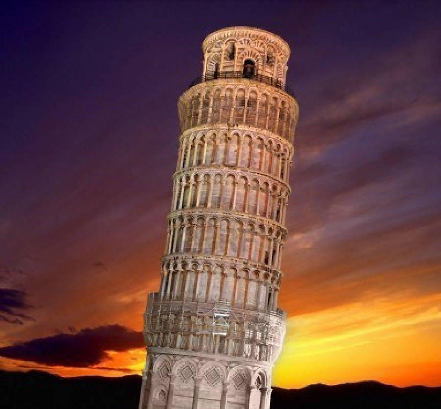 Leaning Tower Of Pisa During Sunset Wallpaper