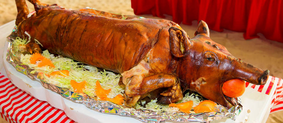 Lechon Served On Platter Wallpaper